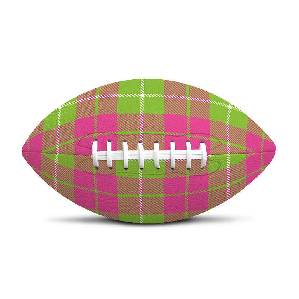 Pink Green And White Tartan Print Rugby Ball