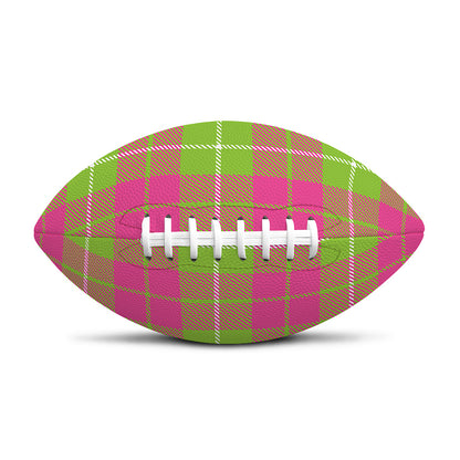 Pink Green And White Tartan Print Rugby Ball