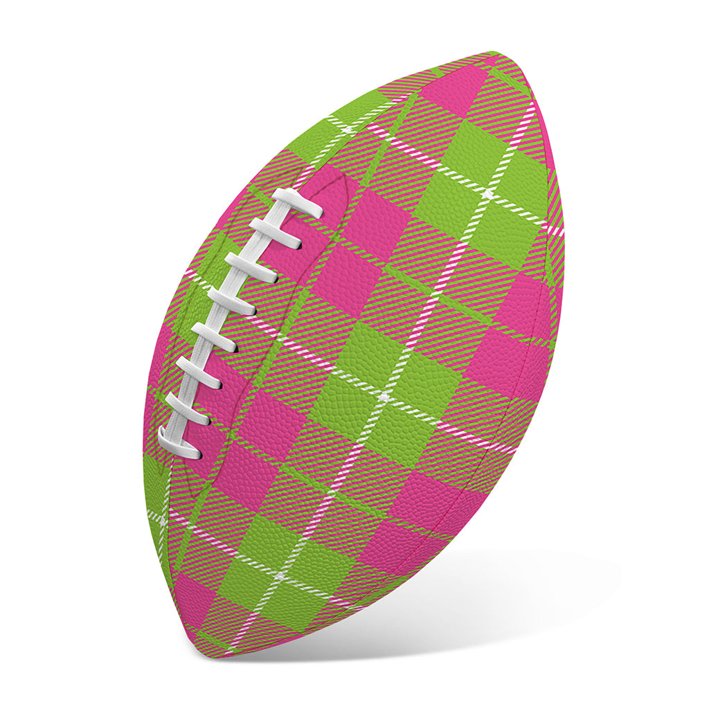 Pink Green And White Tartan Print Rugby Ball