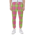 Pink Green And White Tartan Print Joggers