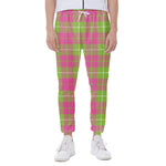 Pink Green And White Tartan Print Scuba Joggers