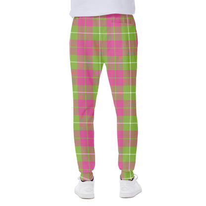 Pink Green And White Tartan Print Scuba Joggers