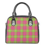 Pink Green And White Tartan Print Shoulder Handbag