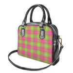 Pink Green And White Tartan Print Shoulder Handbag