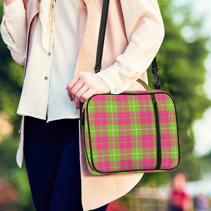 Pink Green And White Tartan Print Shoulder Strap Bible Bag