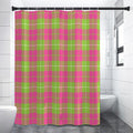 Pink Green And White Tartan Print Shower Curtain