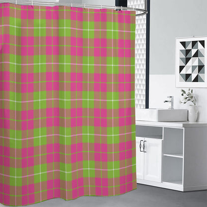 Pink Green And White Tartan Print Shower Curtain