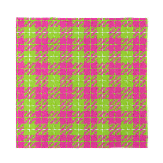 Pink Green And White Tartan Print Silk Bandana