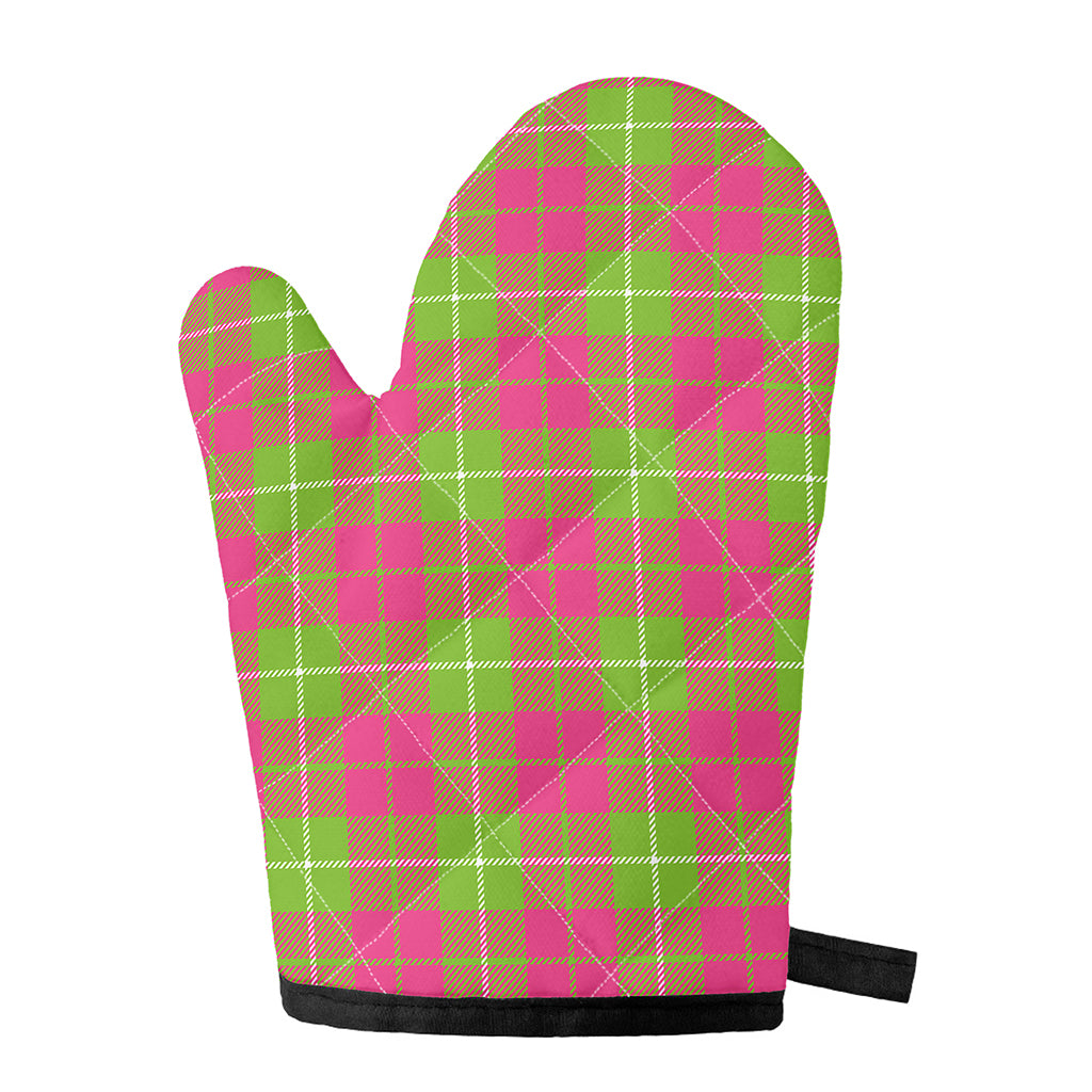 Pink Green And White Tartan Print Single Oven Mitt