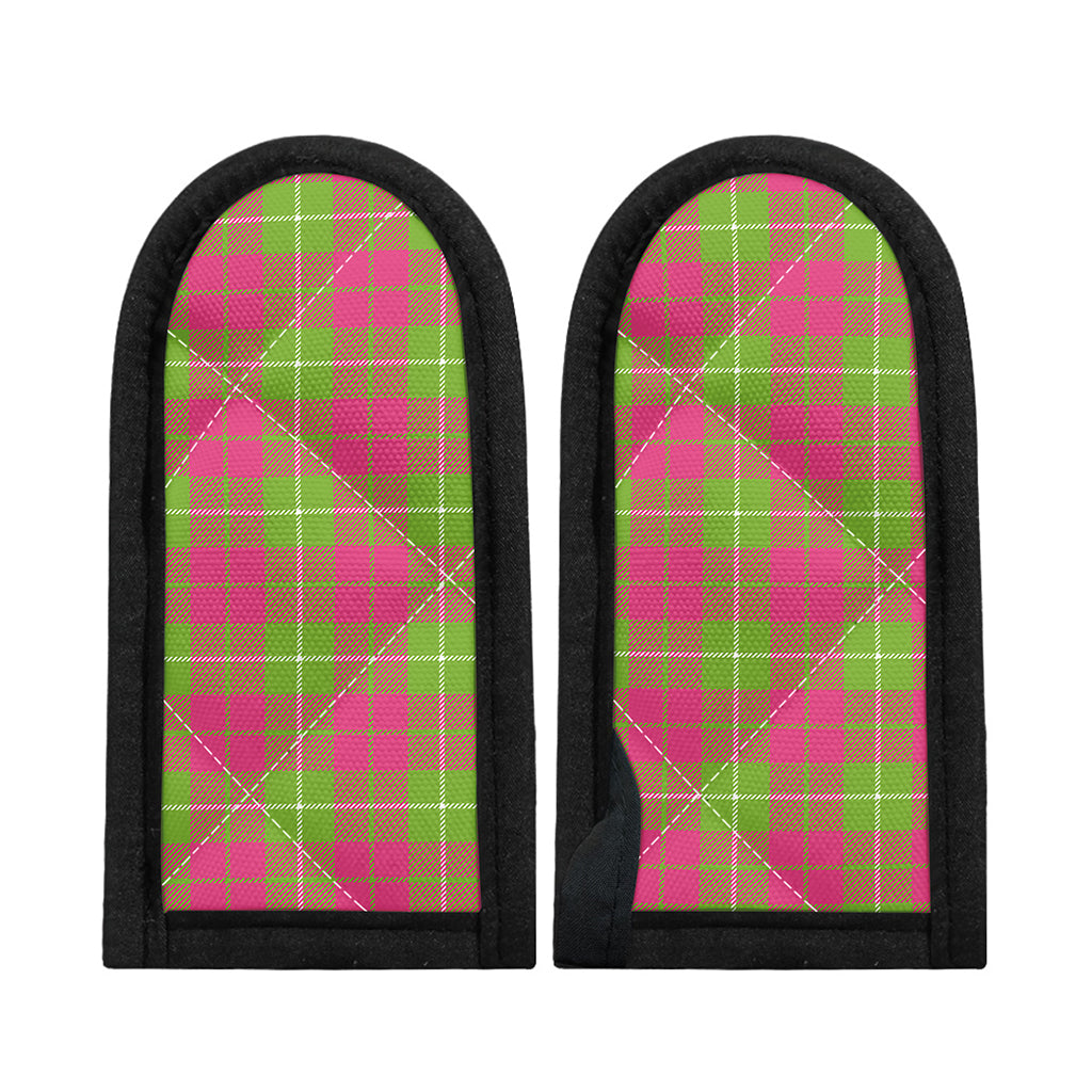 Pink Green And White Tartan Print Skillet Handle Cover