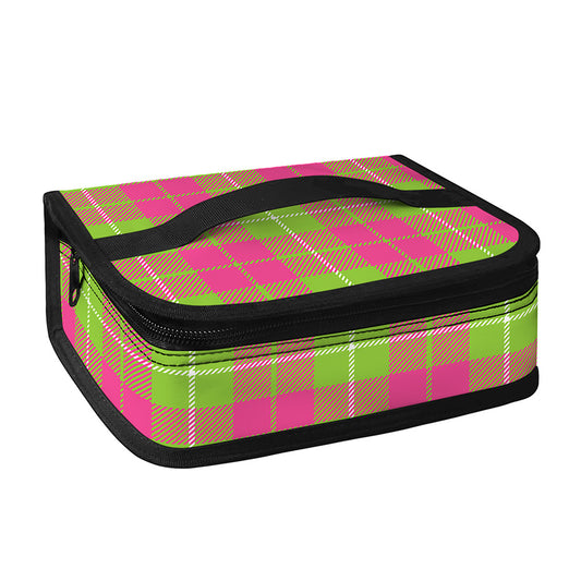 Pink Green And White Tartan Print Small Lunch Bag