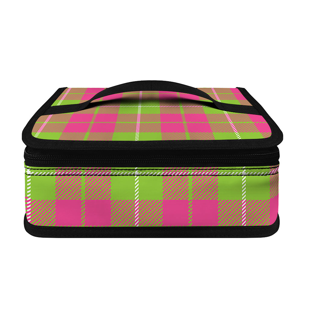 Pink Green And White Tartan Print Small Lunch Bag
