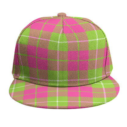 Pink Green And White Tartan Print Snapback Cap