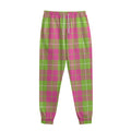 Pink Green And White Tartan Print Sweatpants