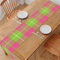 Pink Green And White Tartan Print Table Runner