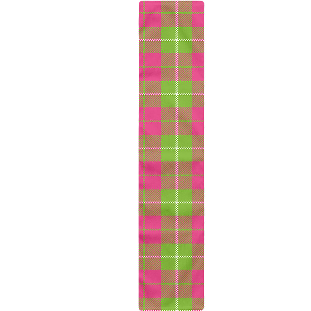 Pink Green And White Tartan Print Table Runner