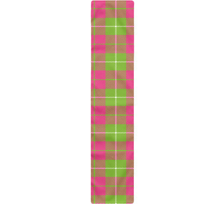 Pink Green And White Tartan Print Table Runner