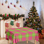 Pink Green And White Tartan Print Tablecloth