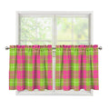 Pink Green And White Tartan Print Tier Curtains