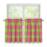 Pink Green And White Tartan Print Tier Curtains