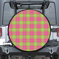 Pink Green And White Tartan Print Tire Cover