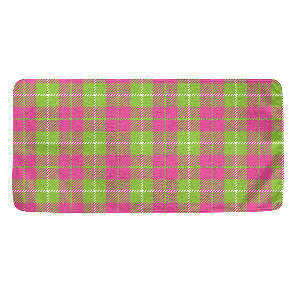 Pink Green And White Tartan Print Towel