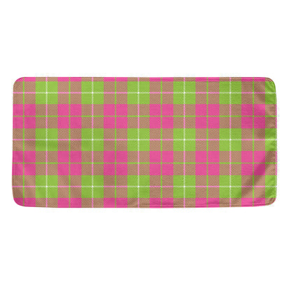 Pink Green And White Tartan Print Towel