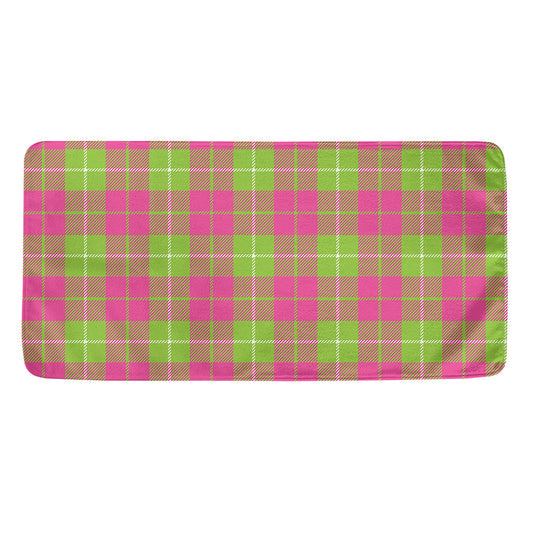 Pink Green And White Tartan Print Towel