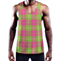 Pink Green And White Tartan Print Men's Workout Tank Top