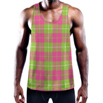 Pink Green And White Tartan Print Training Tank Top