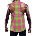 Pink Green And White Tartan Print Training Tank Top