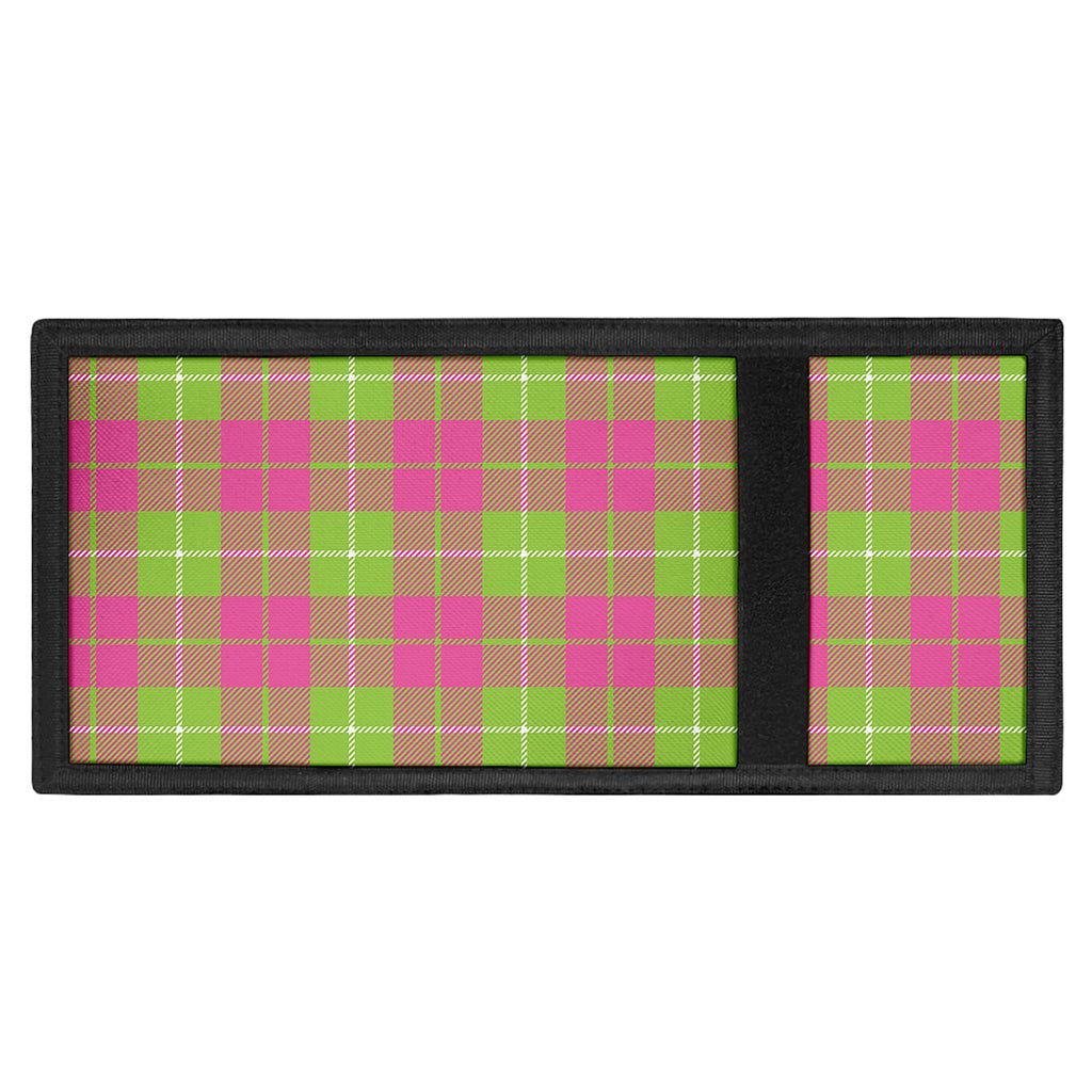 Pink Green And White Tartan Print Trifold Wallet