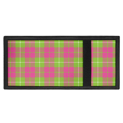 Pink Green And White Tartan Print Trifold Wallet