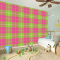 Pink Green And White Tartan Print Wall Sticker