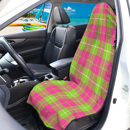 Pink Green And White Tartan Print Waterproof Car Seat Cover