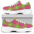 Pink Green And White Tartan Print White Chunky Shoes