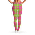 Pink Green And White Tartan Print Women's Leggings