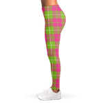 Pink Green And White Tartan Print Women's Leggings