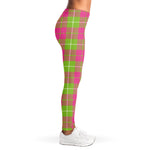 Pink Green And White Tartan Print Women's Leggings