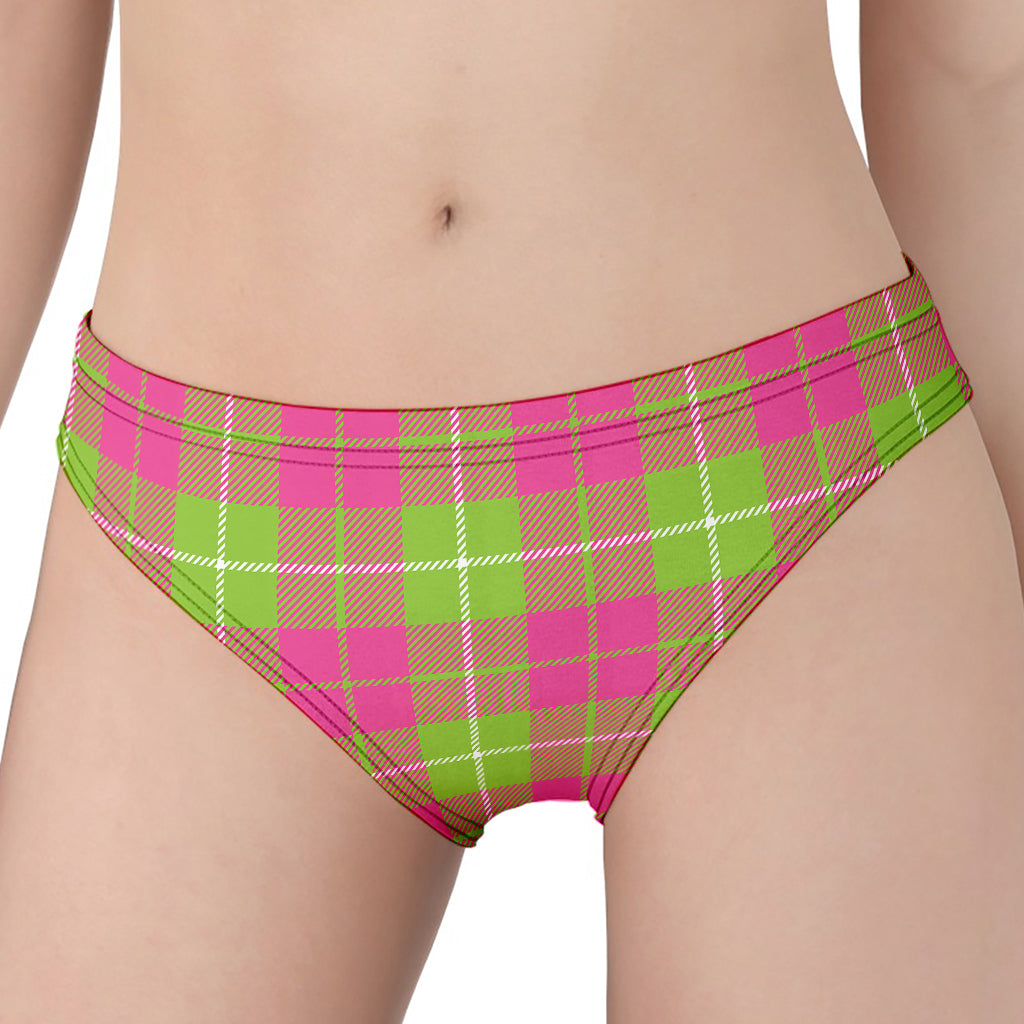Pink Green And White Tartan Print Women's Panties