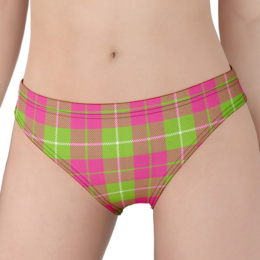Pink Green And White Tartan Print Women's Panties