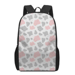 Pink Grey And White Cow Print 17 Inch Backpack