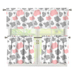 Pink Grey And White Cow Print 3 Piece Kitchen Curtains