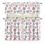 Pink Grey And White Cow Print 3 Piece Kitchen Curtains