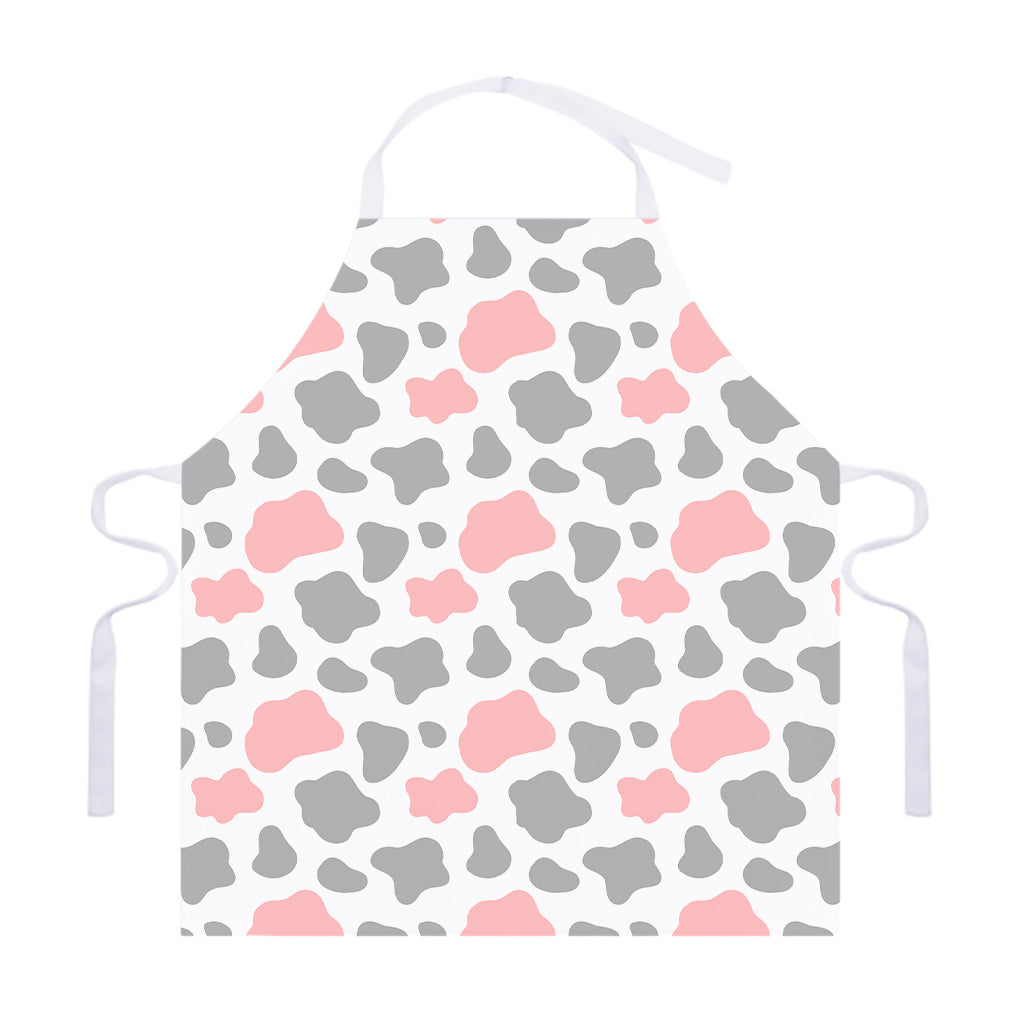 Pink Grey And White Cow Print Adjustable Apron