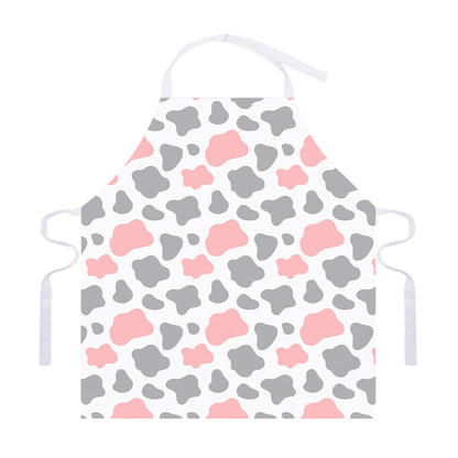Pink Grey And White Cow Print Adjustable Apron