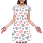 Pink Grey And White Cow Print Adjustable Apron