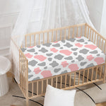 Pink Grey And White Cow Print Baby Crib Sheet