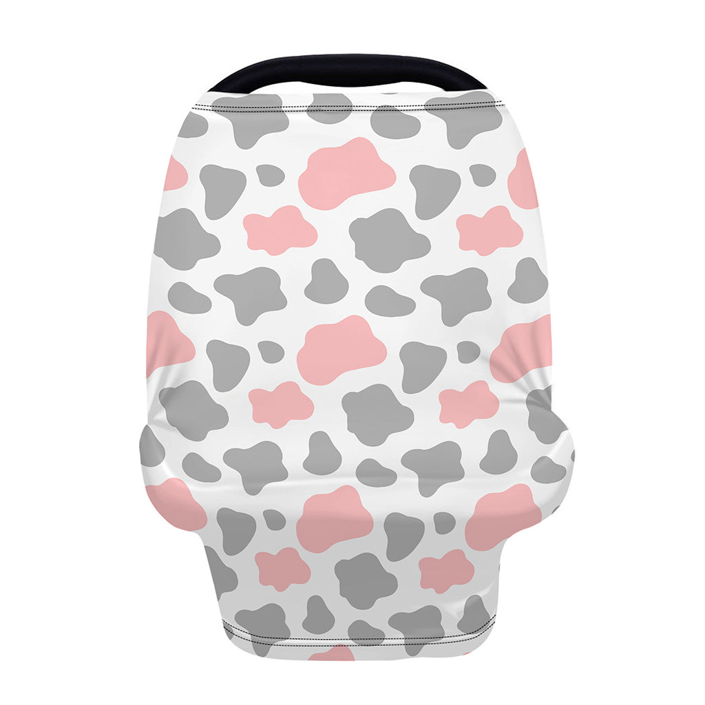 Pink Grey And White Cow Print Baby Seat Cover