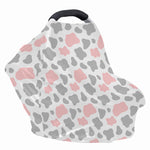 Pink Grey And White Cow Print Baby Seat Cover